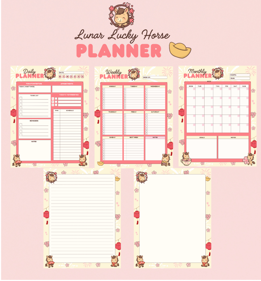 Lunar Lucky Horse Planner / Notepads 2026