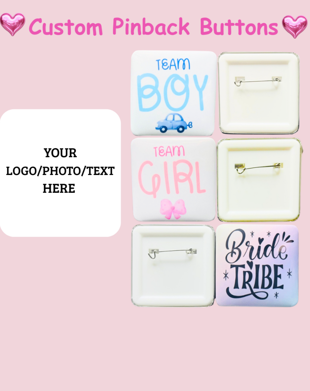 Custom Pinback Square Button 2x2 inch