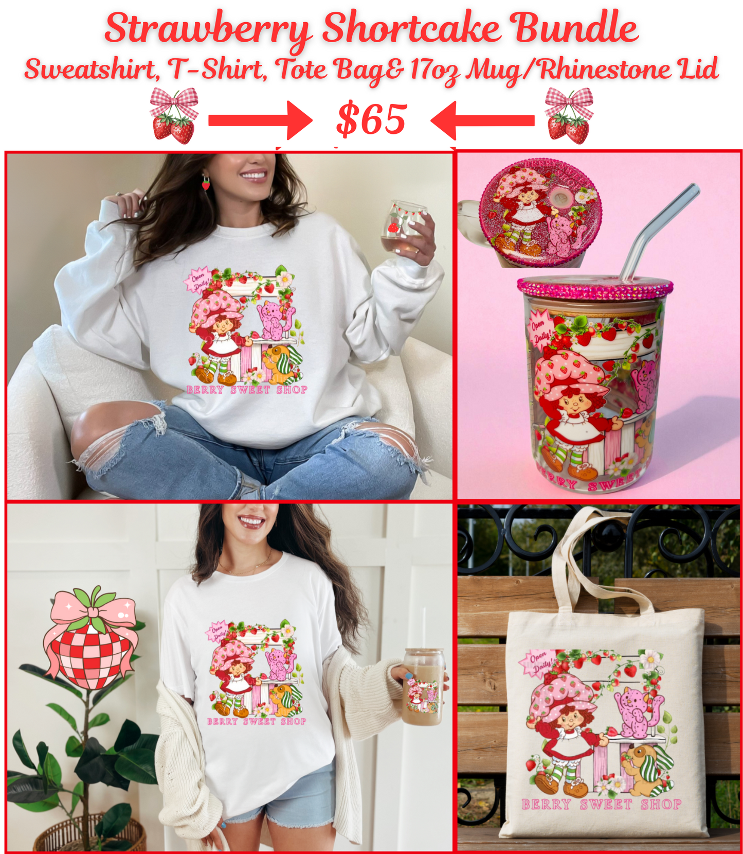 Strawberry Shortcake Berry Sweet Shop Sweatshirt Bundle