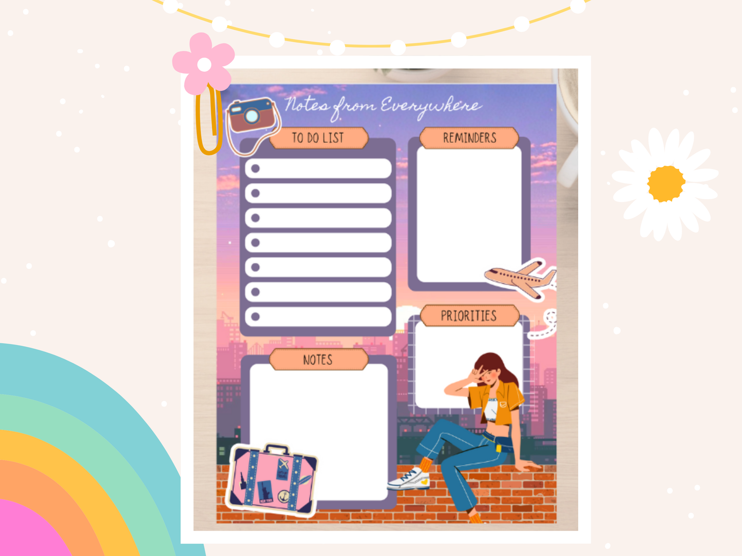 Travel Girl Daily Planner / Notepad