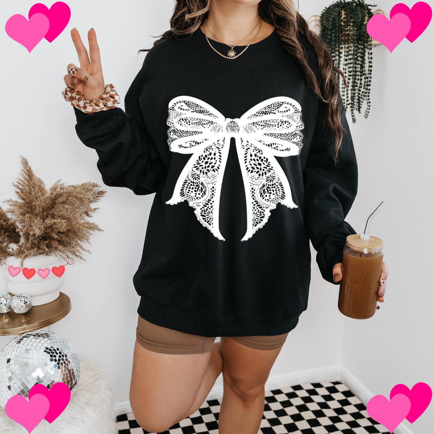 White Lace Coquette Sweatshirt