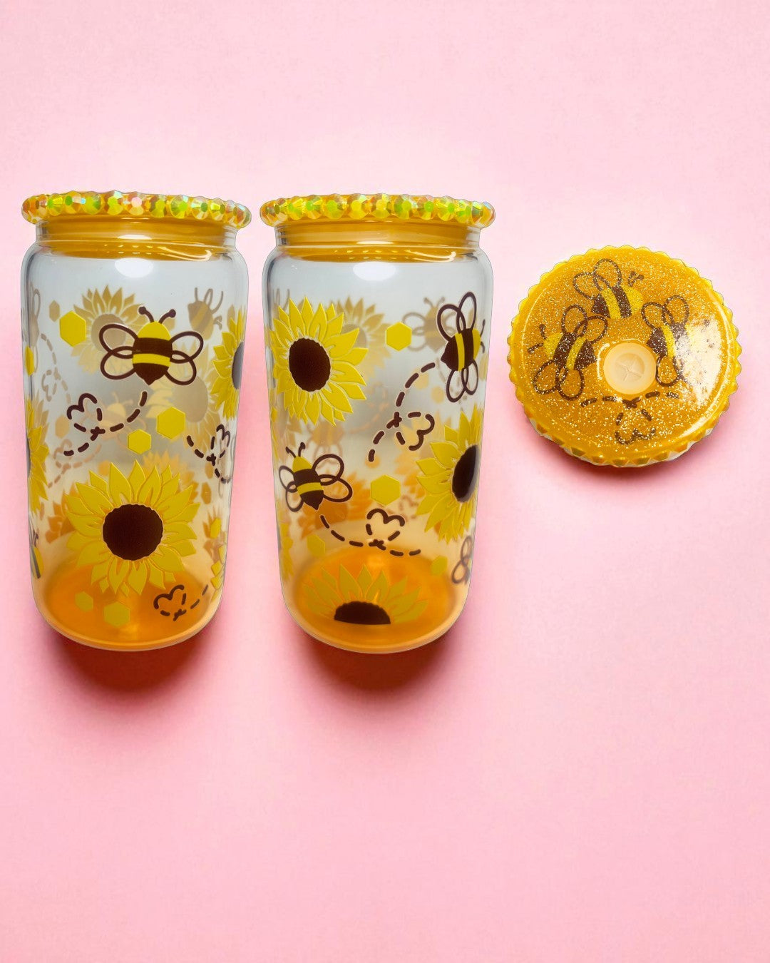 Sunflowers 16 oz Yellow Gradient Gass Cup