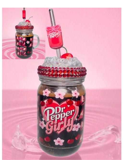 Dr. Pepper Snow Globe Acrylic Mason Jar 20oz