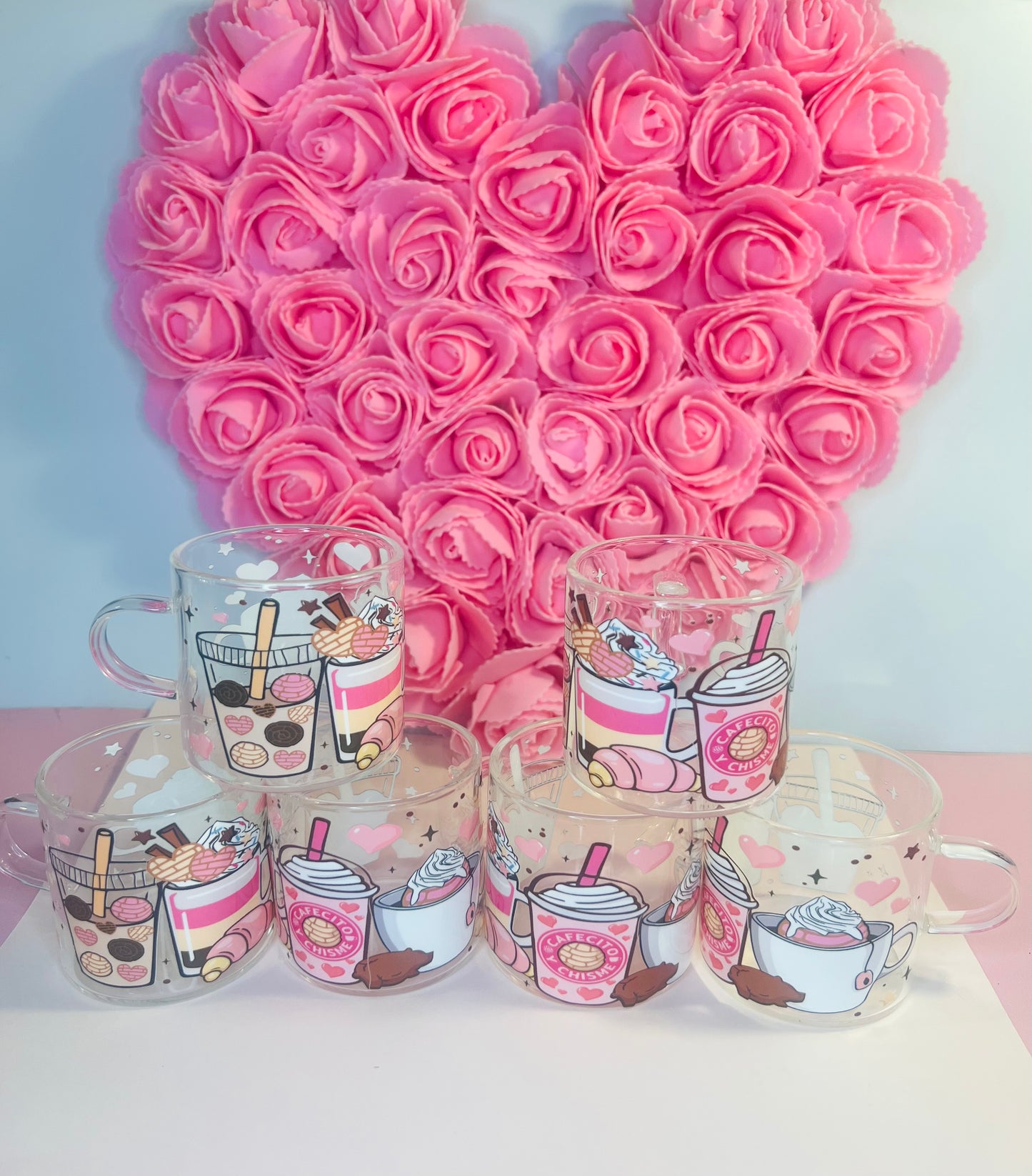 Cafecito Y Chisme Espresso 4.5 oz Clear Glass Mug Set (6)