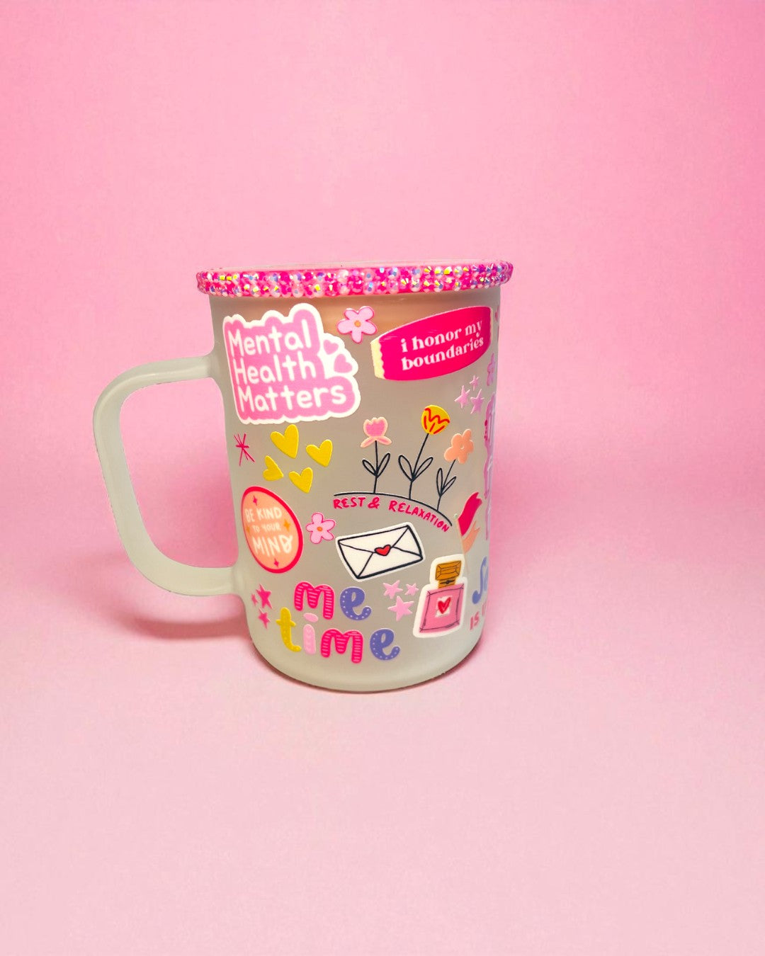 Self Care 17oz Mug/Rhinestone Lid