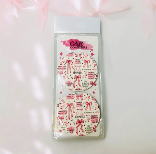 Soft Girl Era Daily Reminders Car Coasters