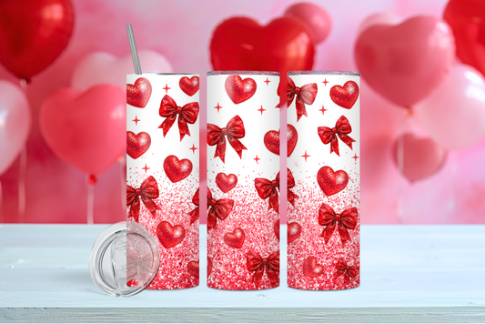 Red Hearts & Bows 20 oz Tumbler
