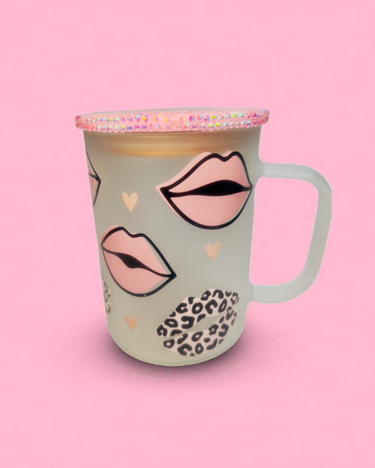 Pink Lips 17oz Mug/Rhinestone Lid