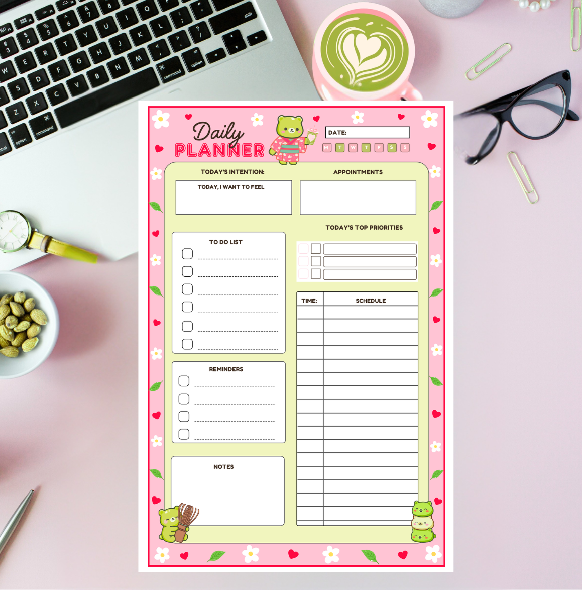 Pink Latte Matcha NOTEPAD / PLANNERS