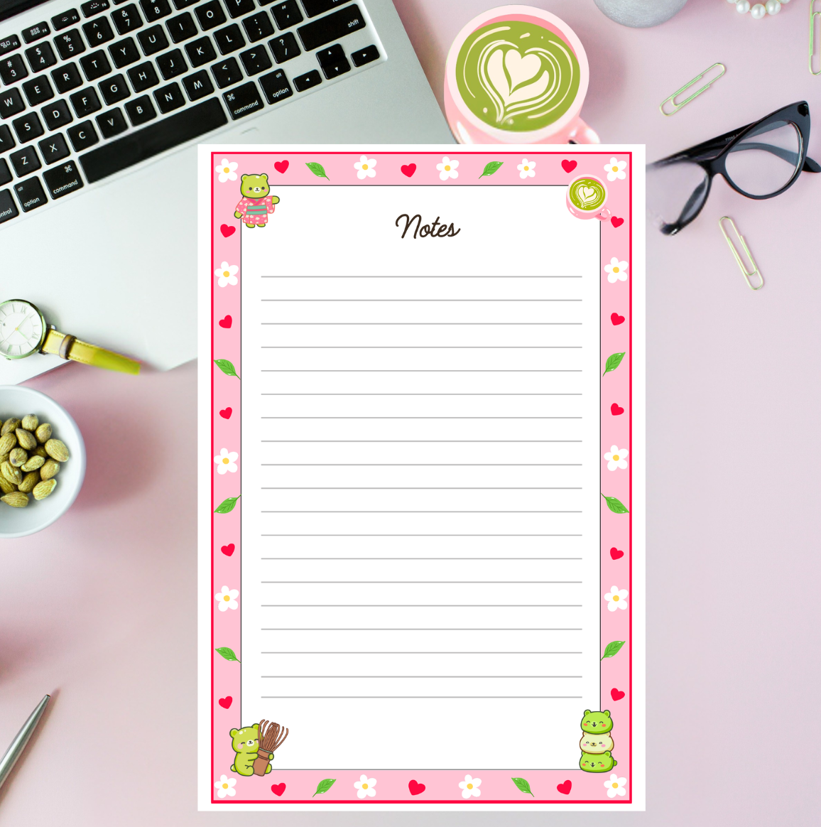 Pink Latte Matcha NOTEPAD / PLANNERS