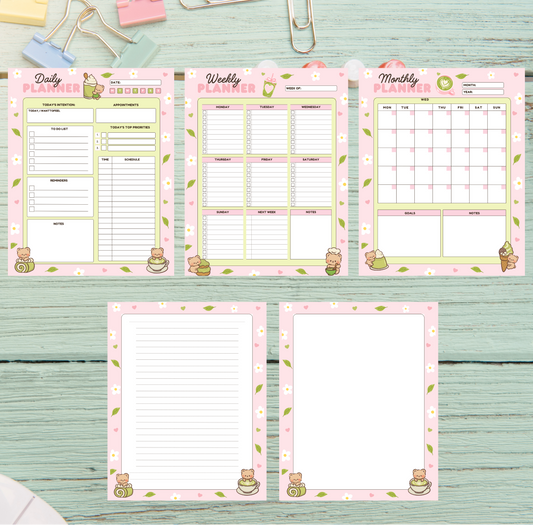 Pink Latte Matcha NOTEPAD / PLANNERS