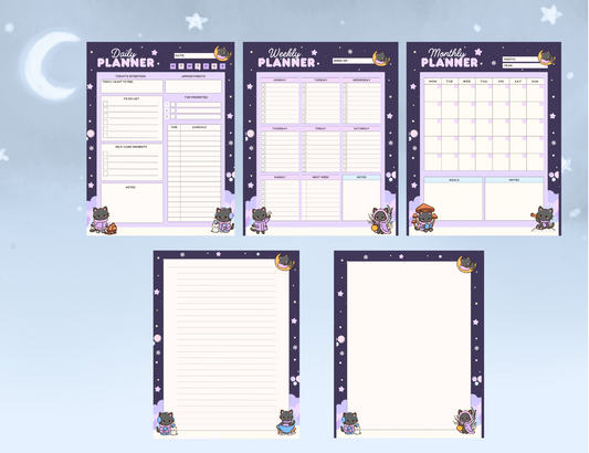 Winter Magic Black Cat Planner / Notepad