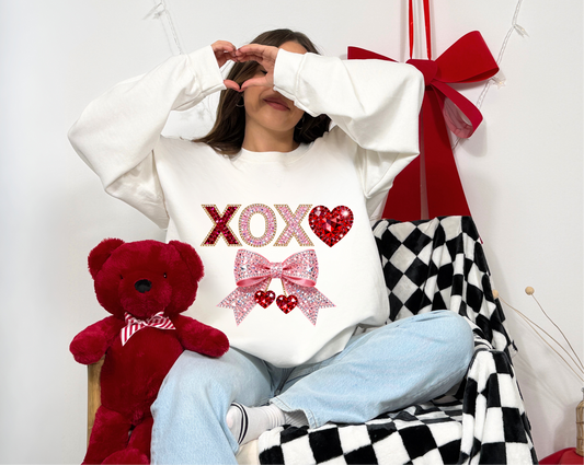 Faux Rhinestone XOXO Valentine Sweatshirt