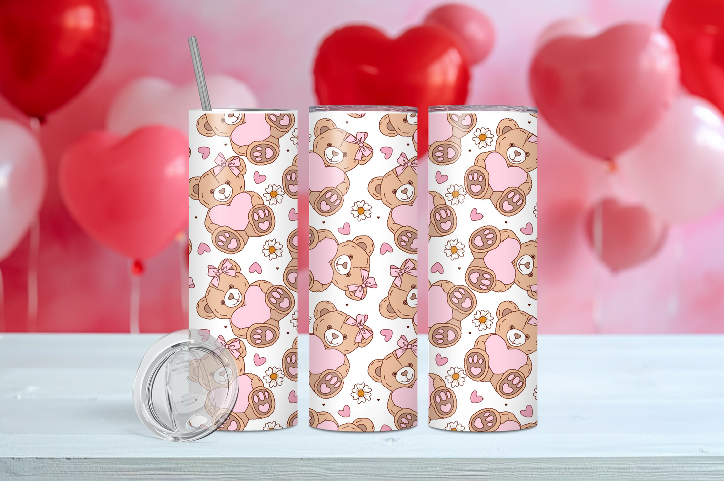 Teddy Bears & Pink Hearts 20 oz Tumbler