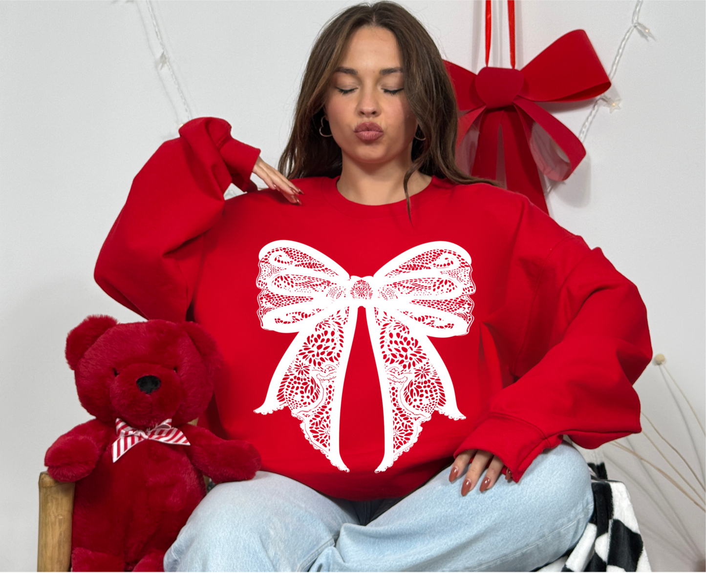 White Lace Coquette Sweatshirt